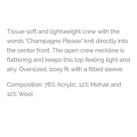 Wooden Ships Sweater Champagne Please Wool Mohair Black Boxy Size S/M New X21 - Picture 11 of 13